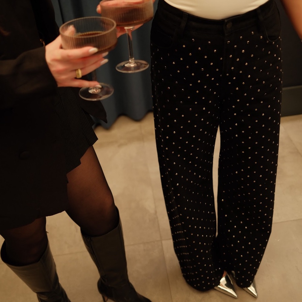Black Studded Women's Pants